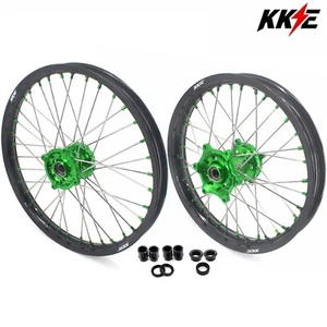 KKE 21/19 Dirt Bike Wheels for Kawasaki KX450 2019-2025 KX250X 2025 Green Nuts - Picture 1 of 12