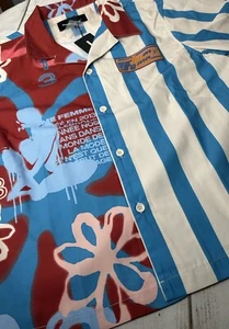 HOMME+ Femme LA Wynwood Luxury Street Wear Short Sleeve Button Up Size S NWT - Picture 1 of 9