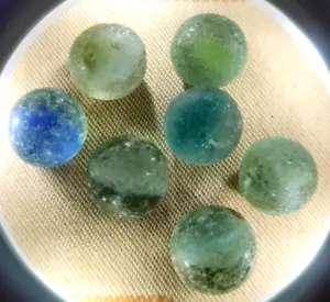 Old rail road marbles 7 no clear with streak & inner core streak/banana - Picture 1 of 24