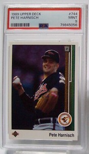1989 Upper Deck PETE HARNISCH Rookie Mint PSA 9 #744 Baltimore Orioles