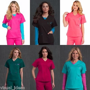 NEW WOMEN MED COUTURE NURSING UNIFORM SIGNATURE V-NECK SCRUB TOP XS-XL #8403 - Picture 1 of 22