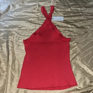 NWT Anthropologie T.LA Ribbed Knit Halter Tank Top | Red Rouge XSmall Petite - Picture 1 of 3