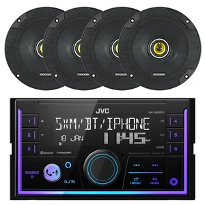 JVC In-Dash 2DIN USB Bluetooth AM/FM Stereo Car Receiver, 4x 6.5" 300W Speakers - Picture 1 of 3