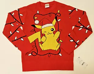 Suéter Pokemon Pikachu Juvenil Niño Niña Pequeño S Rojo Navidad Vacaciones Tejido - Imagen 1 de 8