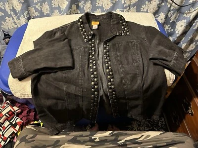 Ruby Rd. Woman’s Black Denim Studded Jacket Sz 22 - Image 1 of 3