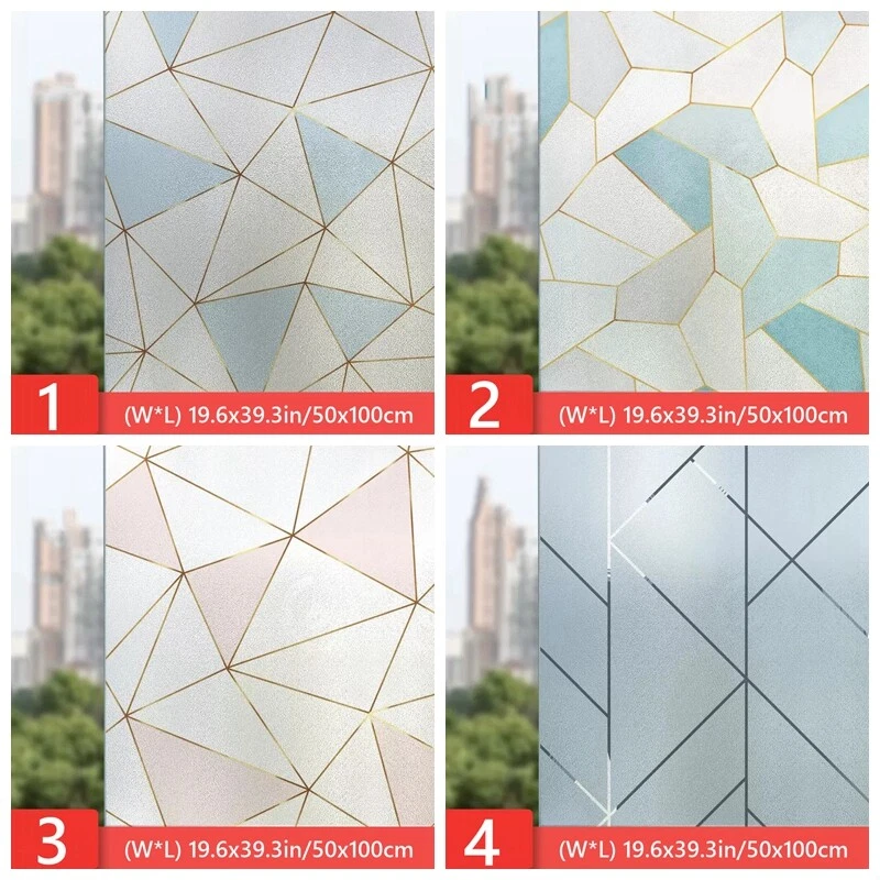 Pegatina de ventana esmerilada geometría PVC película de vidrio estática opaca decoración del hogar Foto 1 de 4