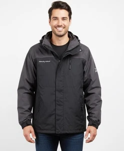 Zero Xposure Men's Black And Gray Hooded Waterproof Jacket Black Gray Size XXL - Picture 1 of 7