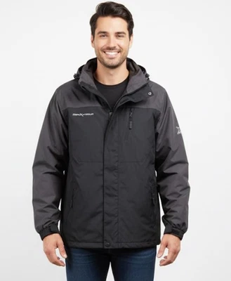 Zero Xposure Men's Black And Gray Hooded Waterproof Jacket Black Gray Size XXL - Image 1 of 4