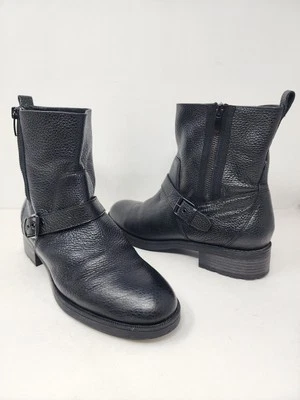 Nine West Hanzil Mujer 9.5 Negro Guijarro Cuero Cremallera Media Pantorrilla Botas Motociclista Moto Foto 1 de 4