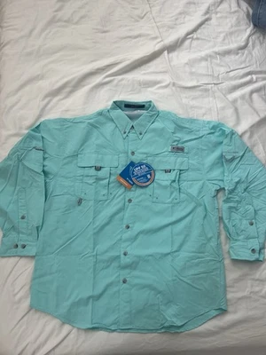 Camisa abotonada manga larga Columbia Bahama PFG para hombre - mediana nueva con etiquetas Upf 50 Foto 1 de 4