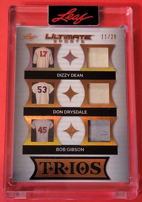Bob Gibson GAME USE JERSEY CARD #11/20 Dizzy Dean DON DRYSDALE DODGERS CARDINALS - Image 1 of 2
