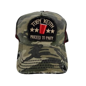 Toby Keith Proceed To Party Camouflage Camo Hat Mesh Red Solo Cup SnapBack - Picture 1 of 8