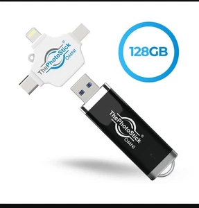 ThePhotoStick Omni 128 Go pour tous les appareils, PC, ordinateurs portables, téléphones portables et tablettes - Photo 1/2