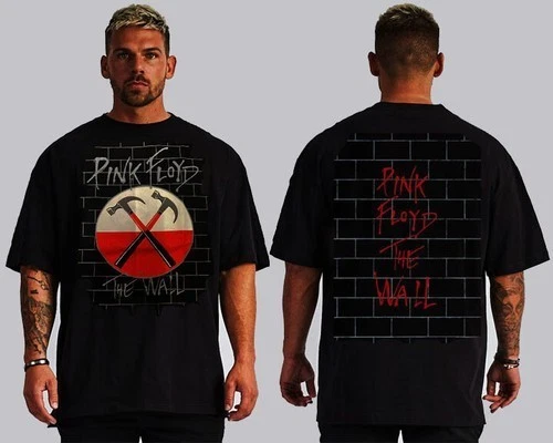 PINK FLOYD THE WALL FRONT AND BACK PRINT CLASSIC ROCK BLACK T SHIRT MEN'S SIZES - Image 1 of 1