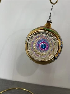 Vtg Xmas Mercury glass reflector ball indent ornament gorgeous 4” Italy - Picture 1 of 8