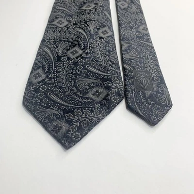 Corbata ancha Gucci cachemira seda azul índigo bordado botánico usada Foto 1 de 4