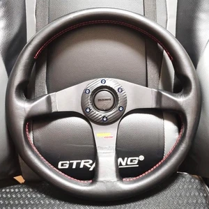 MOMO CORSE Steering Wheel 350mm 3-Spoke Leather Black Italy Authentic Genuine - Picture 1 of 10