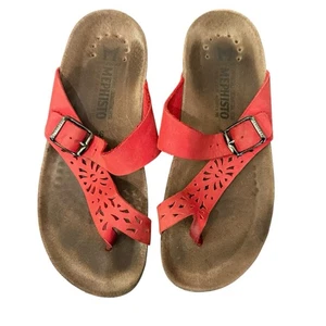 Sandalias recortadas de cuero rojo Mephisto Helen para mujer talla 36 - Imagen 1 de 14