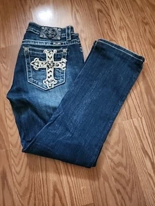 Miss Me Jeans Damen 30 Blau Bootcut Dark Wash Denim Everyday Western, Cowboy - Bild 1 von 12