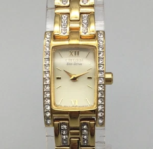 Reloj Citizen Eco Drive Tank Mujer 14mm Tono Dorado Cristal Acento 6.5" - Imagen 1 de 14