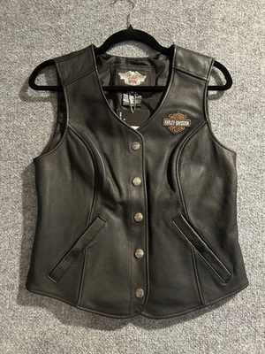 Women's Harley Davidson Leather Vest Meduim NWT - Image 1 of 4