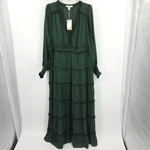Chelsea & Violet Plisse Tiered Maxi Dress Size XL Green Smocked Forrest Fairy - Picture 1 of 7