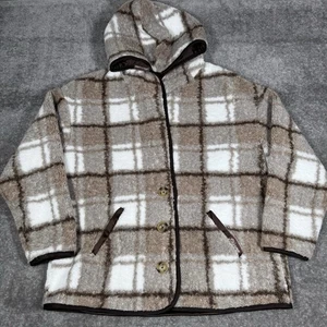 Dixxon Retreat Sherpa Cardigan Jacket Women’s 2X Plaid Hooded Cozy Warm - Picture 1 of 11