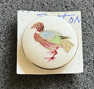 Antique Bird Duck Ceramic Button Satsuma Japanese Hand Painted 7/8th Inch - Picture 1 of 4