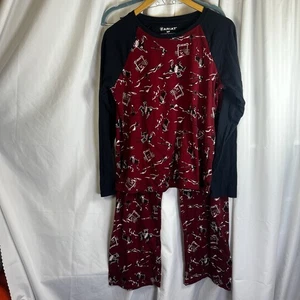 Ariat ARIAT Womens Cowgirl Pajama Set Maroon Navy Small EUC - Picture 1 of 13