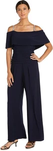 R&M Richards womens Glittering Allure Jumpsuit, 8, Navy - Picture 1 of 1