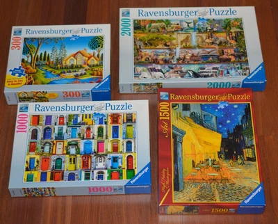 4 RAVENSBURGER Puzzles COMPLETE 2K 1.5K 1K WILD ANIMALS Van Gogh DOORS Cottage - Image 1 of 4