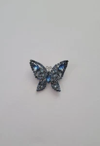 Costume Jewelry Blue Rhinestone Butterfly Brooch - Picture 1 of 3