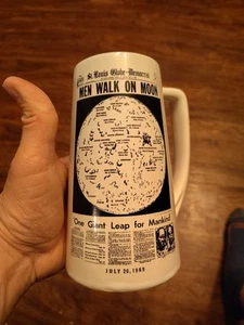 Vtg MOON WALK 1969 BEER STEIN MUG  Apollo 11  Space Race St. Louis Newspaper USA - Picture 1 of 6