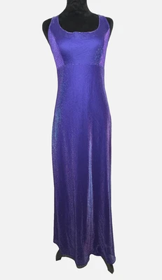 Vestido Vintage All That Jazz Para Mujer 7/8 Púrpura Metálico Maxi Con Cordones Espalda Años 90 Foto 1 de 4
