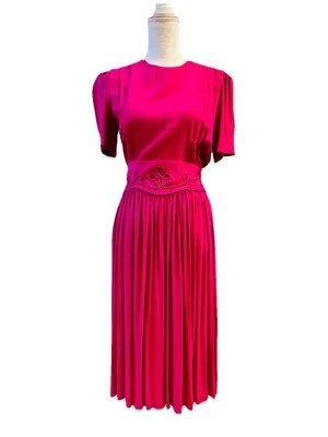 Vestido midi fucsia Karin Stevens Petites 10 de colección casa modesta secretaria iglesia Foto 1 de 4