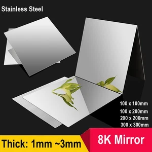 8K Mirror Polished Stainless Steel Sheet Plate Bright Polish | 1/1.5/2/3mm Thick - Picture 1 of 8