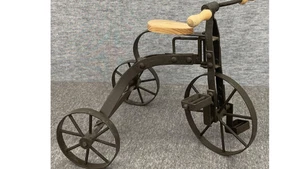 Vintage Miniature Metal Toy Tricycle With Wood - Picture 1 of 3