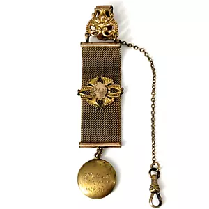 Vintage Victorian Style Pocket Watch Fob Seal Mesh Chain Gold Tone 'Chief' - Picture 1 of 12