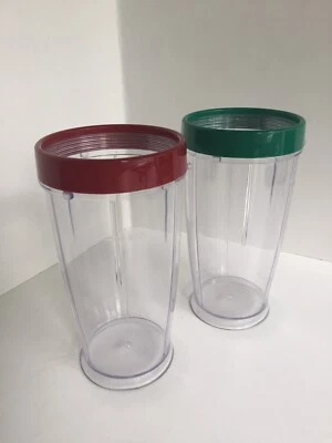 Dos tazas de batido Magic Bullet genuinas fondos planos sin punta y llantas atornillables Foto 1 de 3