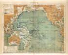 1882 PACIFIC OCEAN AUSTRALIA NEW ZEALAND OCEANIA USA JAPAN RUSSIA  Antique Map
