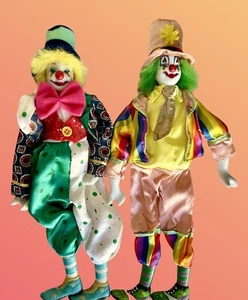 Gantz Shelf Sitter Clowns HPainted Porcelain Face Hands Shoes A Colorful Delight - Picture 1 of 6