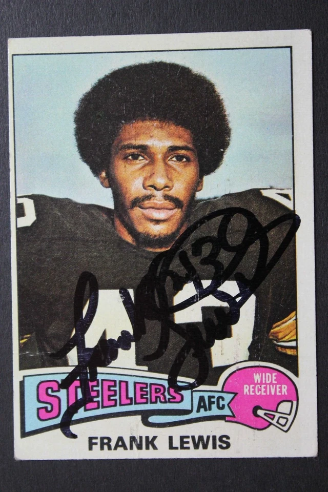 Frank Lewis Pittsburgh Steelers Signed 1975 Topps #71 Autographed Card GRAMBLING - Image 1 of 4