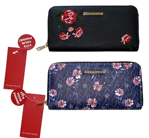 Rampage Wallet Blue Floral Black Rose NEW Lot of 2 Zip Up Clutch Flower Floral - Picture 1 of 12