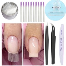 Set gel per unghie estensione 10 pcs fibra di vetro + 2 pcs Pinzette A9H6