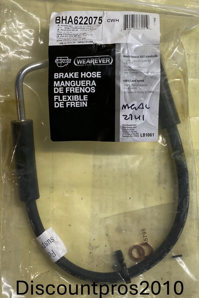 Manguera hidráulica freno delantero izquierdo Jeep Wrangler 2007-2010 Carquest BHA622075 Foto 1 de 1
