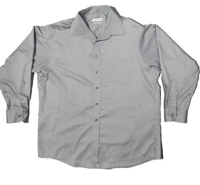 Camisa social masculina 17,5 35 Joseph Abboud cinza listrada com botões manga longa - Imagem 1 de 4