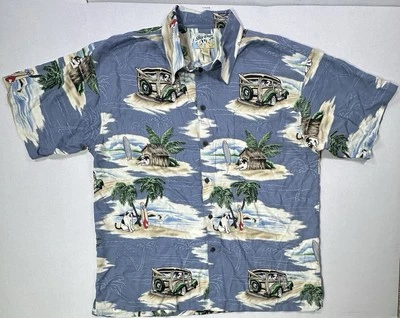 Camisa Hawaiana Big Dog XL Surf Coche Leñoso Playa Perro Estampado Rayón Abotonada EE. UU. Foto 1 de 4