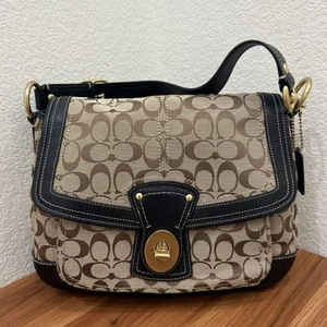 Vintage Y2K COACH F12857 Legacy Brown Signature Turnlock Large Hobo Shoulder Bag - Picture 1 of 20