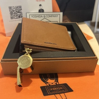 Cartera de cuero para hombre Porter marrón para tarjetas monedas compartimentos para efectivo usada Foto 1 de 4