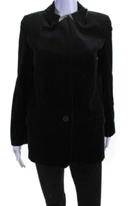 MiH Jeans Womens Cotton Velvet Long Sleeve Vent One Button Blazer Black Size XS - Picture 1 of 7
